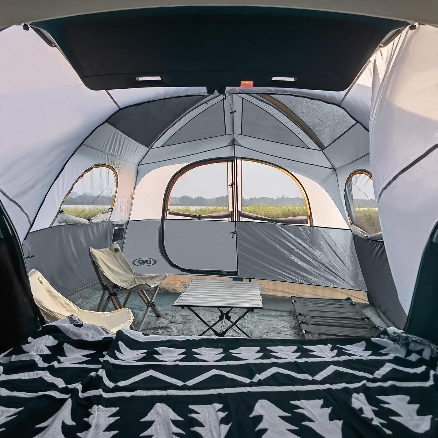 UNP Camping Shower Tent and SUV 6 Person Camping Tent for Outdoor Pricacy Shelter Hiking Fishing