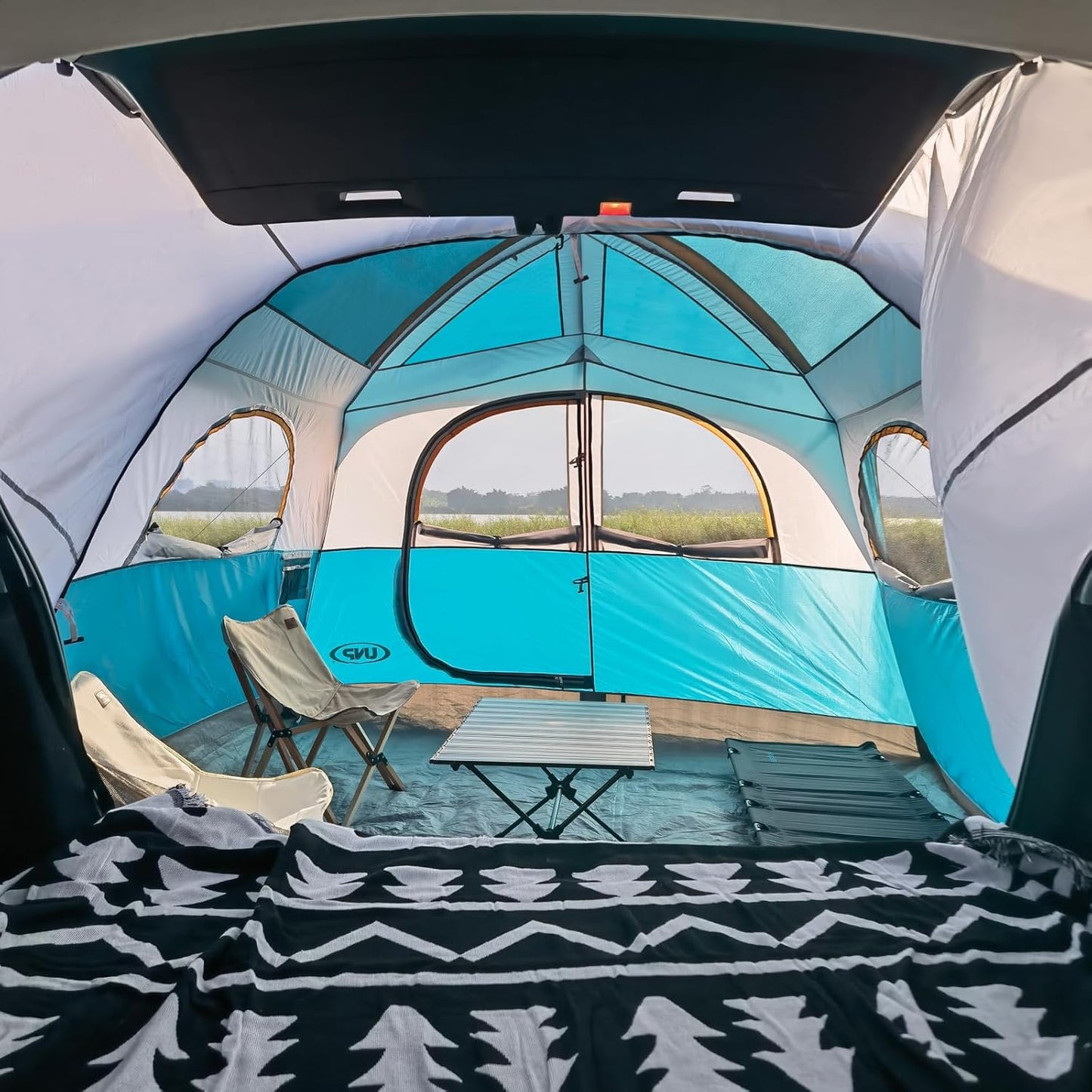 UNP Camping Shower Tent and SUV 6 Person Camping Tent for Outdoor Pricacy Shelter Hiking Fishing