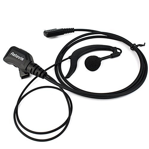 Retevis Walkie Talkie Earpiece with Mic,Volume Adjust,G Shape, for RT22 RT68 RT21 H-777 H-777S RT86,Compatible with Baofeng UV-5R 888S pxton Kenwood Two Way Radios,2 Way Radio Earpiece 2 Pin(10 Pack)