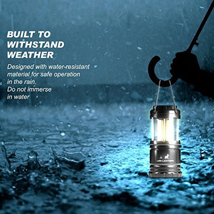 MalloMe LED Camping Lantern Flashlights 2 Pack & 4 Pack - Super Bright - 350 Lumen Portable Outdoor Lights (Black, Collapsible)