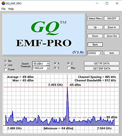 Advanced EMF Meter GQ EMF-390 3-in-1 EMF ELF RF Meter, Low-Band 5G Cell Tower Smart Meter WiFi Signal Detector RF up to 10GHz with Data Logger and 2.5Ghz Spectrum Analyzer