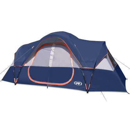 UNP Camping Tent 10-Person-Family Tents, Parties, Music Festival Tent, Big, Easy Up, 5 Large Mesh Windows, Double Layer, 2 Room, Waterproof, Weather Resistant, 18ft x 9ft x78in