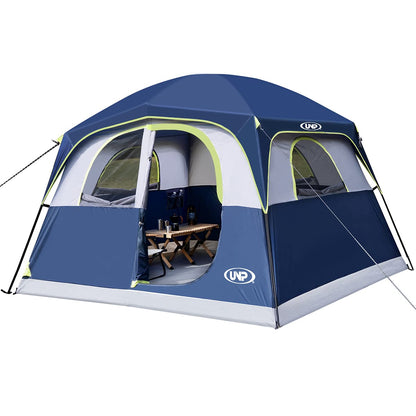 UNP Tents 6 Person Waterproof Windproof Easy Setup,Double Layer Family Camping Tent with 1 Mesh Door & 5 Large Mesh Windows -10'X9'X78in(H)