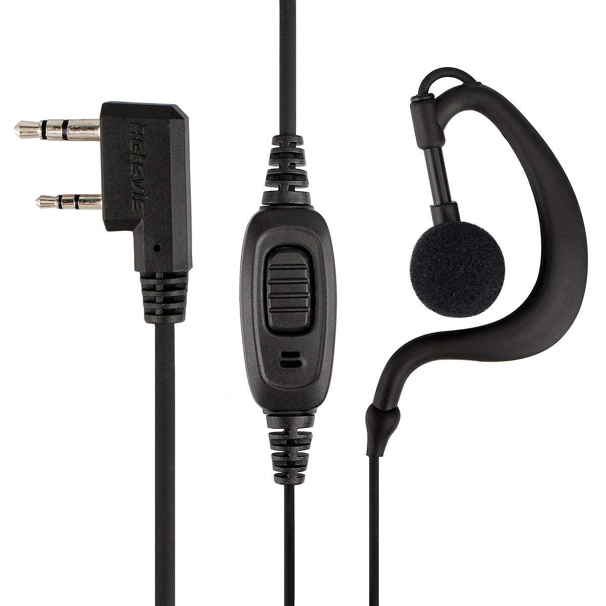 Retevis Case of 10, Two Way Radio Earpiece with Mic Single Wire Earhook Headset for RT22 RT21 RT68 RT68H H777 H777H RT86A RT86S, Compatible with Pxton Baofeng BF-888S BF-T26 Kenwood Walkie Talkies