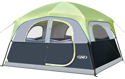 UNP Tents 6 Person Waterproof Windproof Easy Setup,Double Layer Family Camping Tent with 1 Mesh Door & 5 Large Mesh Windows -10'X9'X78in(H)