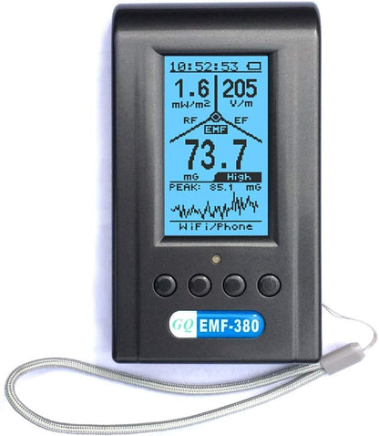 GQ Advanced EMF-380 V2 Multi-Field Electromagnetic Radiation 3-in-1 EMF ELF Meter RF Spectrum Analyzer Ghost Cell Tower Smart Meter WiFi Hidden Spy Camera Signal Bug Detector RF up to 8G