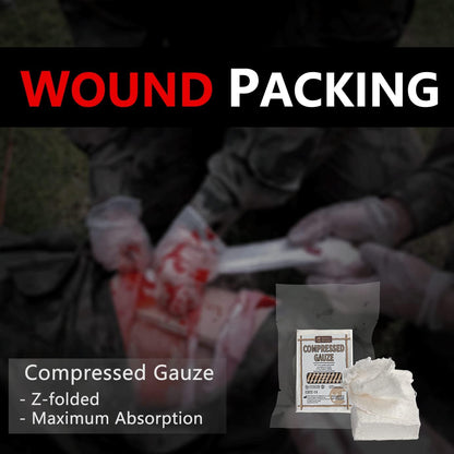 RHINO RESCUE Sterile Compressed Gauze for Emergency Wound Dressing+IFAK Trauma Kit with C-A-T Tourniquet(PRO, Camo)