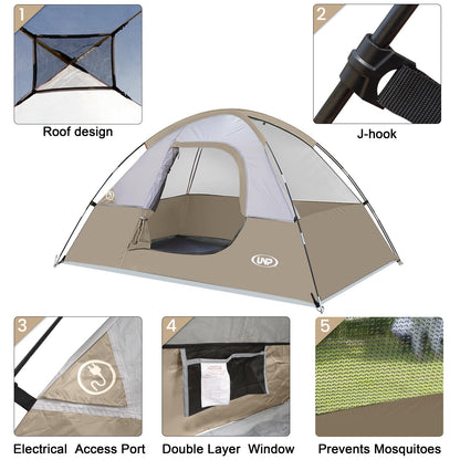 Camping Tent 2 Person, Waterproof Windproof Tent with Rainfly Easy Set up-Portable Dome Tents for Camping…