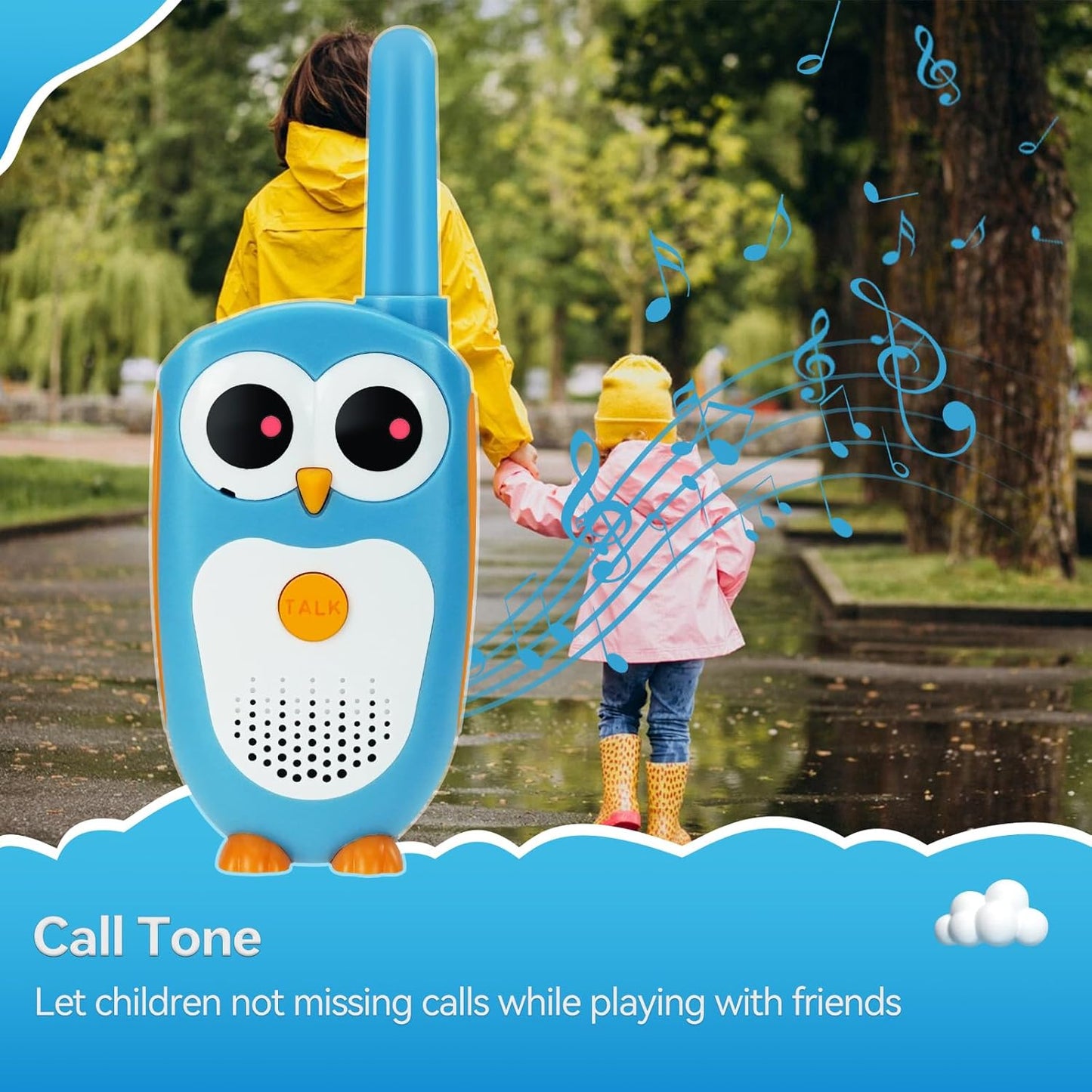 Retevis RT30 Kids Walkie Talkies, Toddler Toys for 4-6 Year Old Boys Girls, Small Owl Toy Walkie Talkie for Kids, Easy to Use, LED Eyes, Christmas Holiday Toy Gifts, Indoor Role Play(Blue,2 Pack)