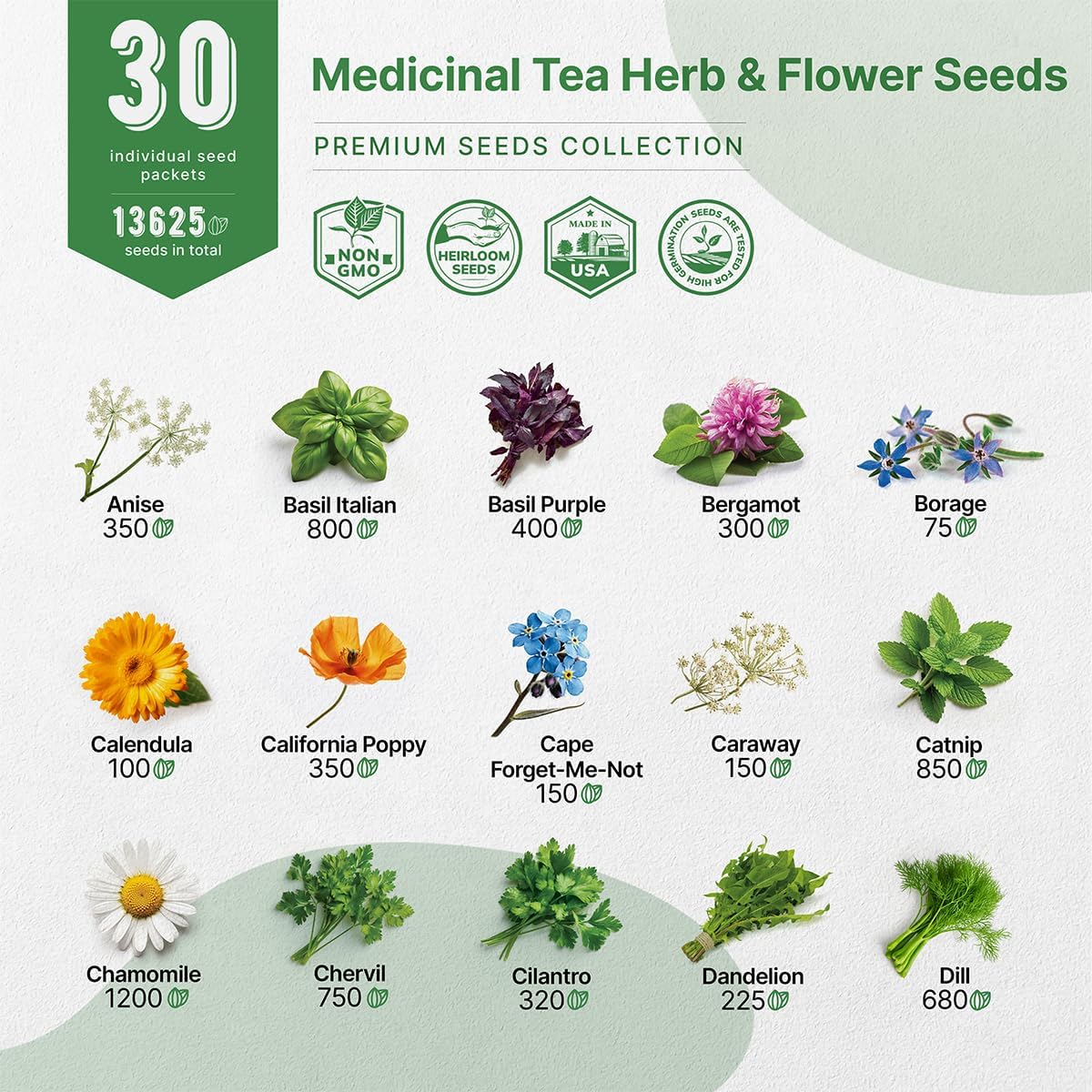 Organo Republic 25 Edible Flower Seeds Variety Pack for Indoor Outdoor Gardening - 8,000+ Non-GMO Heirloom Flower Seeds: Anise, Hyssop, Nasturtium, Pansy, Echinacea, Lavender, Chives & More