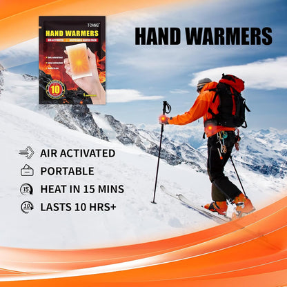 Hand Warmers Disposable 50 Pack - Up to 10 Hours of Heat - Super Long Lasting Air Activated Warmers, All Natural & Portable for Body, Hands & Toes - Odorless Hot Warmer Gifts for Winter Work