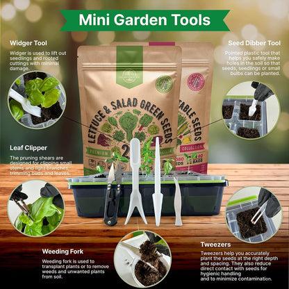 22 Lettuce & Salad Greens & 40 Vegetable Seeds Variety Pack Bundle, 50,700+ Non-GMO Heirloom Seeds for Planting Vegetables, Lettuce, and Salad Greens for Indoor & Outdoor Gardening