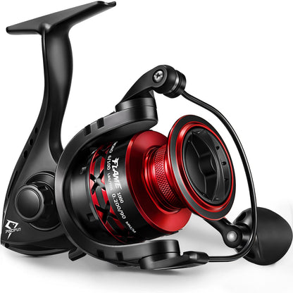 Piscifun Flame Spinning Reels, Lightweight 9+1BB Ultra Smooth Spinning Fishing Reels, 19.8LBs Max Drag, 2000, 3000, 4000, 5000 Series, Red & Blue