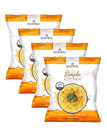 Simple Kitchen Garden Vegetable Soup Mix - 17 Servings for Meal Prep, Gluten Free, Vegetarian, Dehydrated & Freeze Dried Survival Food for Camping Meals, Backpacking & Hiking, Survival Kit, Pack of 4