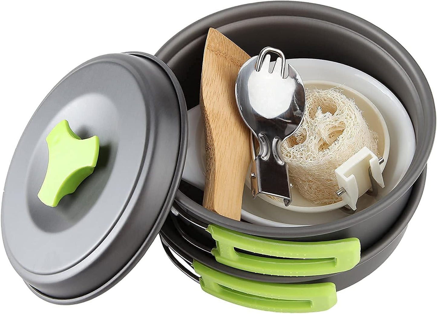MalloMe 3 Liter Camping Cookware Mess Kit & Camping Stove Bundle…