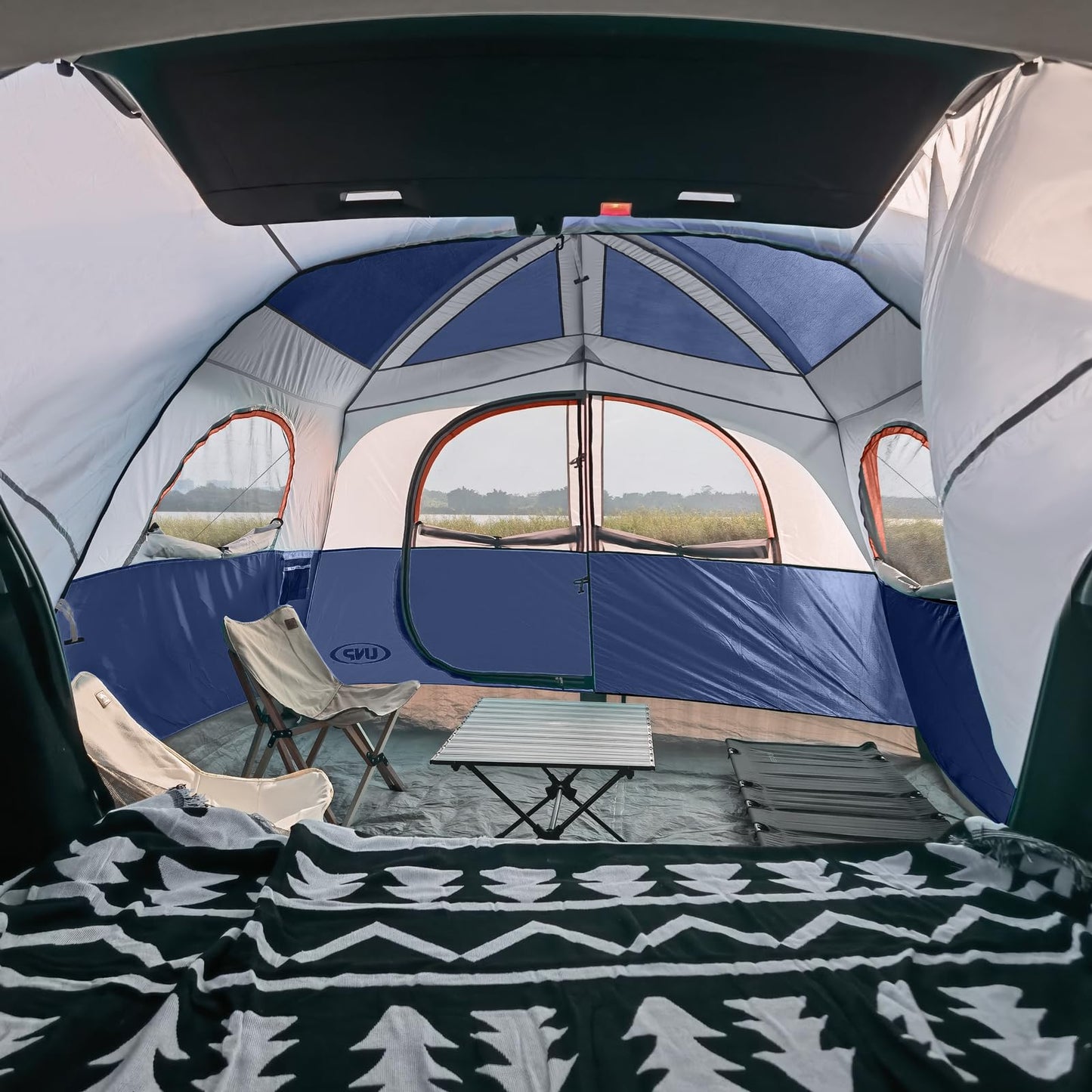 UNP SUV Tent for Camping, 6-Person SUV Tailgate Tent - Easy Set Up with Rainfly, 10'x9'x78in(H)