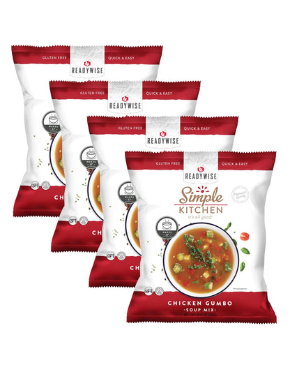 Simple Kitchen Garden Vegetable Soup Mix - 17 Servings for Meal Prep, Gluten Free, Vegetarian, Dehydrated & Freeze Dried Survival Food for Camping Meals, Backpacking & Hiking, Survival Kit, Pack of 4
