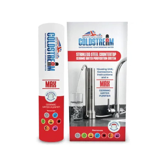 Coldstream Stainless Steel Water Filter for Sink - Fast Flow Water Purifier for PFAS and Effective Contaminant Removal - Large Filter Volume - Healthy for The Whole Family - Environmentally Friendly