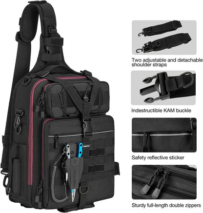 Piscifun Fishing Backpack with Rod Holder, Lightweight Sling Bag Storge Gear and Equipment