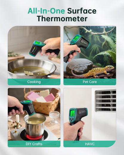 ERICKHILL ROOKMAX Infrared Thermometer Gun, Non-Contact Laser, Adjustable Emissivity, Color LCD, -58°F to 1472°F (-50°C to 800°C), for HVAC, Cooking & BBQ, Automotive, Freezer - Dark Green