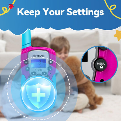 Retevis RT388 Walkie Talkies for Kids, Birthday Gifts for 6 7 8 9 10 11 12 Year Old Girls, 22 CH LCD Flashlight, Pink Walkie Talkies Christmas Gifts Toys for Girls(Pink, 2 Pack)
