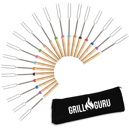 Smores Sticks for Fire Pit - Accessories for Campfire Marshmallow Roasting Sticks Smores Kit Outdoor-Smore Skewers Hot Dog Fork For Outside, Camping Essentials Bonfire Gear Long 32" 10 Pack