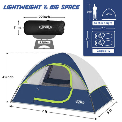 Camping Tent 2 Person, Waterproof Windproof Tent with Rainfly Easy Set up-Portable Dome Tents for Camping…