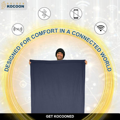 E-M-F Blanket - Organic Cotton Crepe & Sherpa Blanket, with EcoMesh™ Faraday Silver Liner - Size 48x59 inch (122cm x 150cm) - ideal for everyday 5 G, B T, Smart Meter & Wi Fi environments