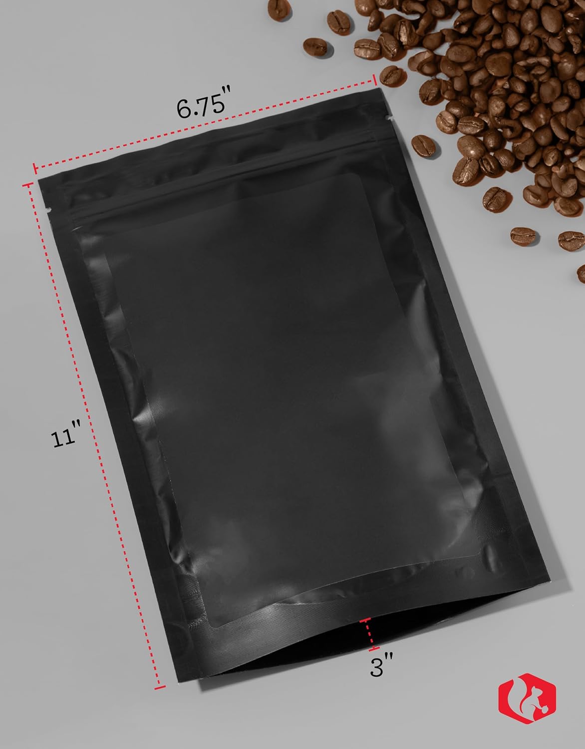 READYWISE - Mylar Bags, Large, Black, 100 Pieces, 16 Ounce, Mylar Bags, Ideal for Food Storage, Long Term Food Supply, Up to 25 Years, Resealable, Smell Proof Bag, 11"x6.75x3"