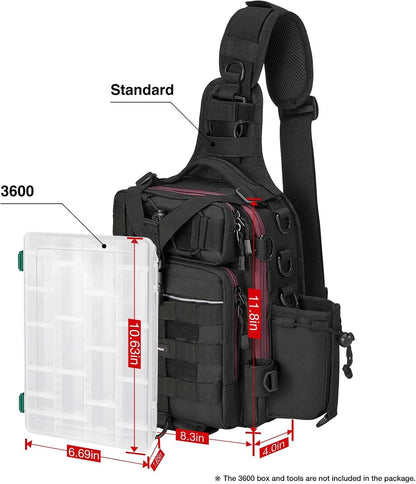 Piscifun Fishing Backpack with Rod Holder, Lightweight Sling Bag Storge Gear and Equipment