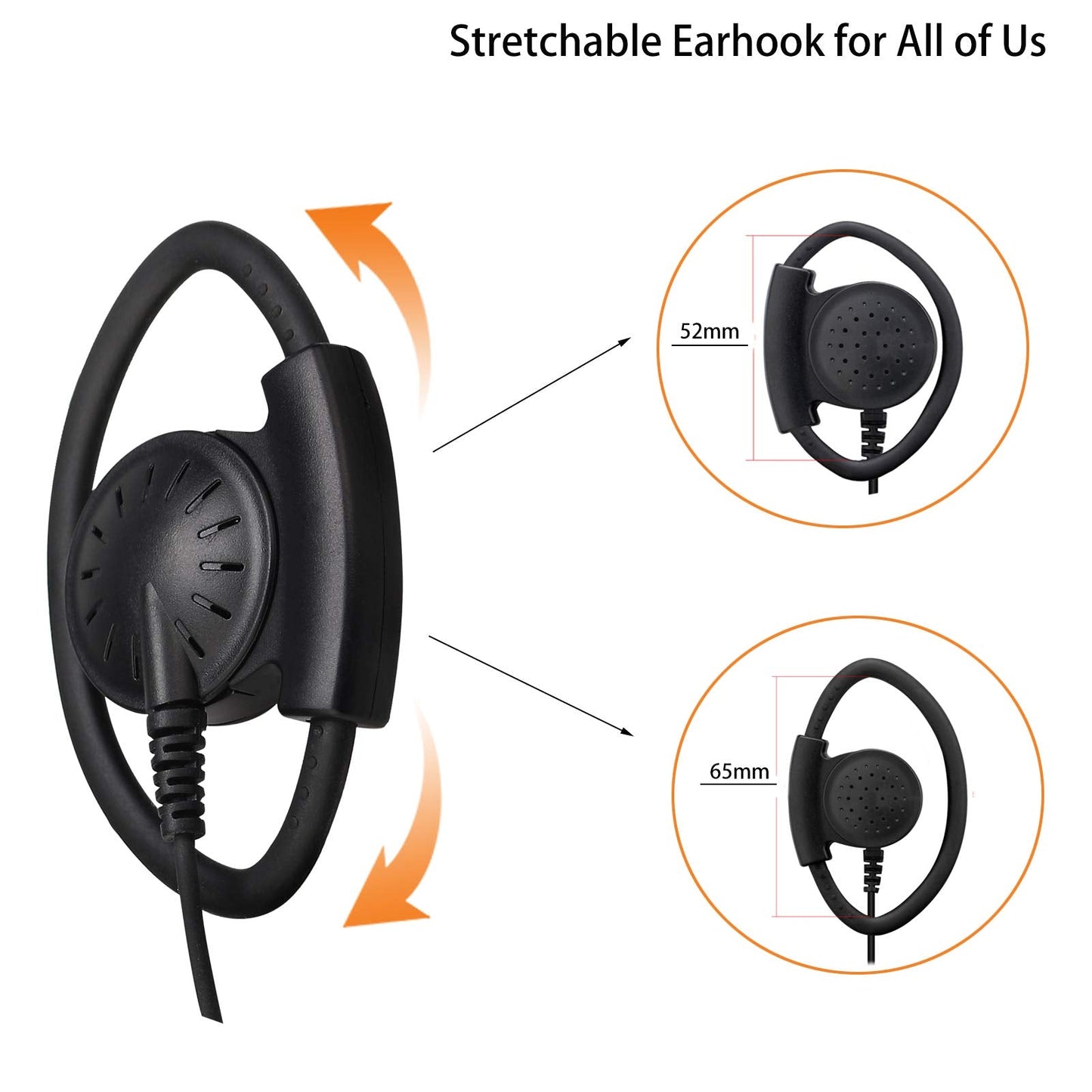 Retevis Case of 10, Two Way Radio Earpiece with Mic Single Wire Earhook Headset for RT22 RT21 RT68 RT68H H777 H777H RT86A RT86S, Compatible with Pxton Baofeng BF-888S BF-T26 Kenwood Walkie Talkies