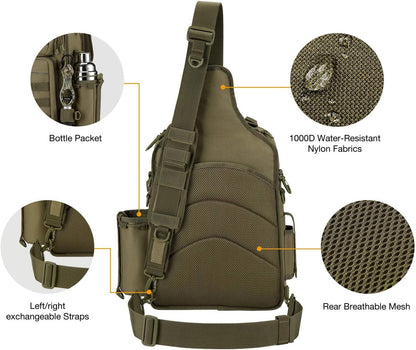 Piscifun Fishing Backpack with Rod Holder, Lightweight Sling Bag Storge Gear and Equipment