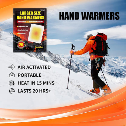 Hand Warmers Disposable 3 Pack- Up to 20 Hours of Heat - Super Long Lasting Air Activated Warmers, All Natural, Portable for Body, Hands & Toes - Odorless Hot Warmer Heater for Outdoor Sport
