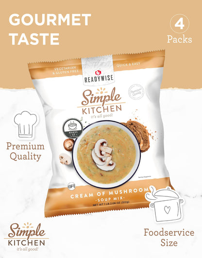 Simple Kitchen Garden Vegetable Soup Mix - 17 Servings for Meal Prep, Gluten Free, Vegetarian, Dehydrated & Freeze Dried Survival Food for Camping Meals, Backpacking & Hiking, Survival Kit, Pack of 4