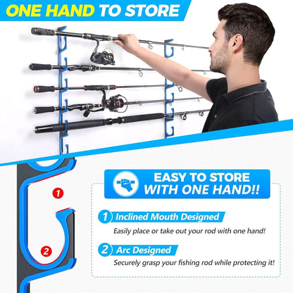 PLUSINNO Fishing Backpack with Rod Holders & Cooler and H5 Horizontal Fishing Rod/Pole Holders for Garage