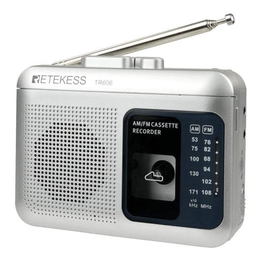 Retekess TR606 Cassette Tape Player, Cassette Player Recorder, Built-in Speaker, AUX/Microphone Jack, Support AUX Line in Record, AM FM Radio, Powered by DC or AA Battery (White)