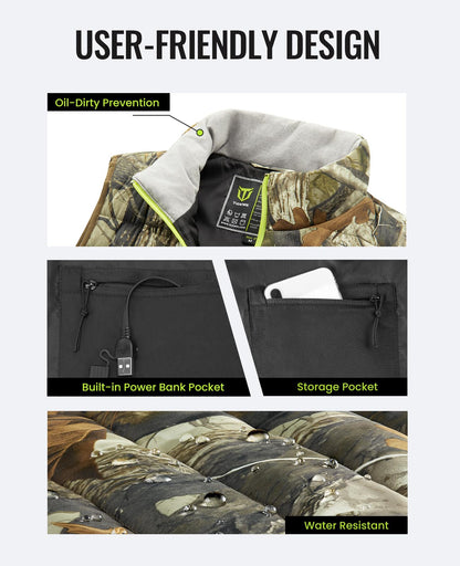 TIDEWE Men’s Heated Vest with Battery Pack, Lightweight Vest for Hunting/Hiking