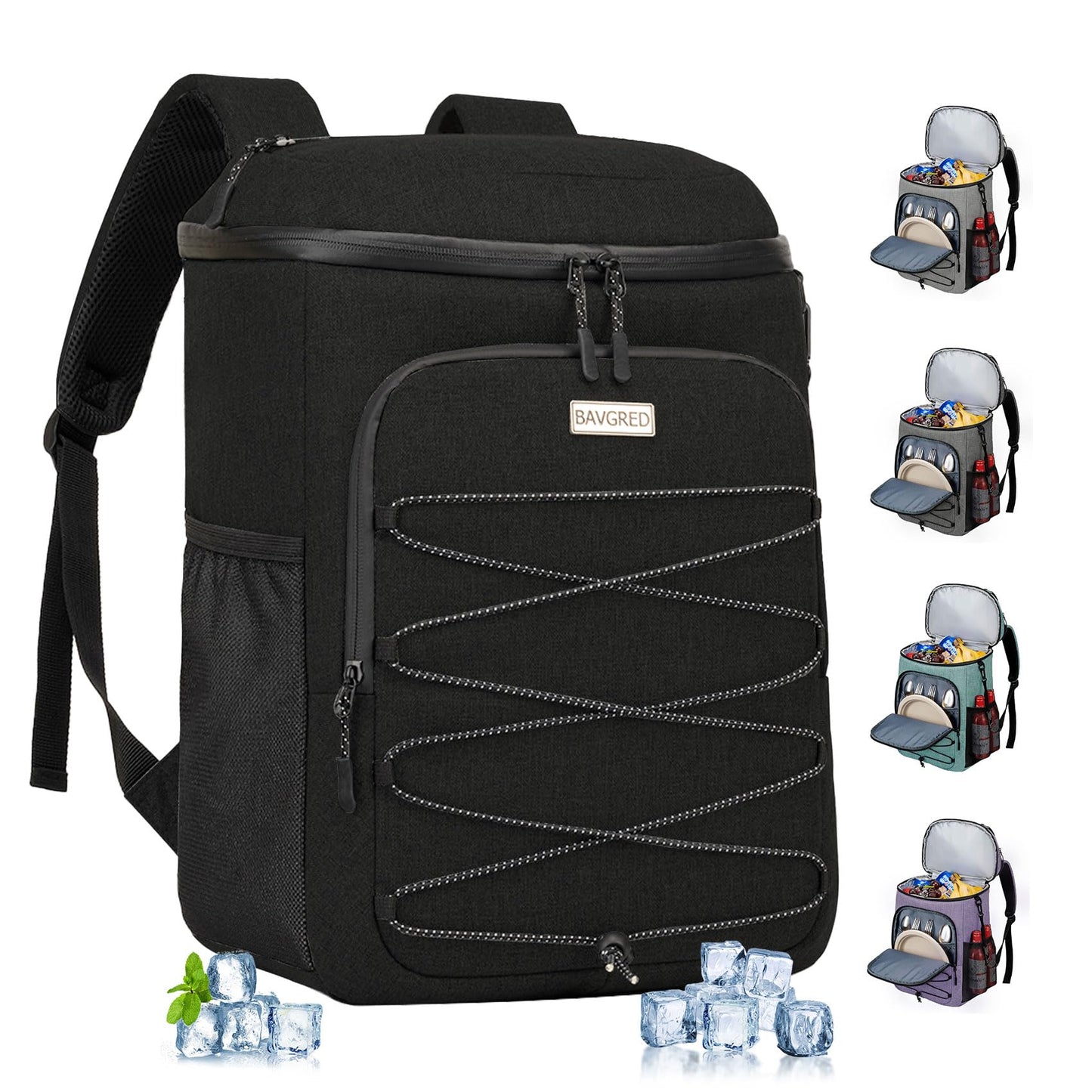 BAVGRED Cooler Backpack Insulated Leak Proof 30 Cans for Men Women,Waterproof Soft Cooler Bag，Lightweight Ice Chest Lunch Backpack for Beach Camping Picnic Travel Worksite Fishing