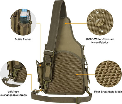 Piscifun Fishing Backpack with Rod Holder, Lightweight Sling Bag Storge Gear and Equipment