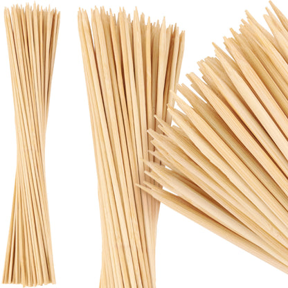MalloMe XL Bamboo Skewers 6 Inch 100 pcs - 4mm Thick Bamboo Sticks - Heavy Duty Wooden Shish Kabob Skewers for Grilling - for Kebab BBQ Grill Hot Dog, Candy Apple Smores Sticks Wood Skewer Appetizers