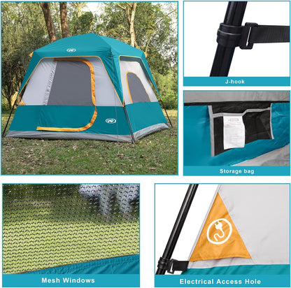 UNP 4-Person Cabin Tent and Dome Tent Portable Cabin Tent, Camping Tent 4-Person Easy Set Up, Waterproof with Top Rainfly for Outdoor Camping/Hiking