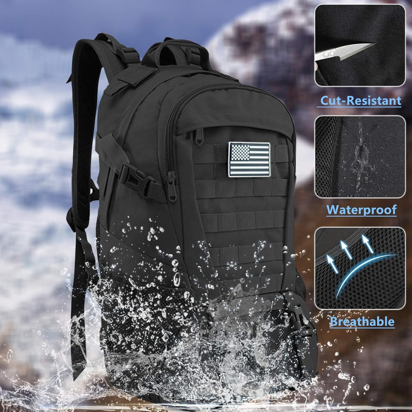 Jueachy Tactical Backpack(Black)+Drop Leg Bag(Black)