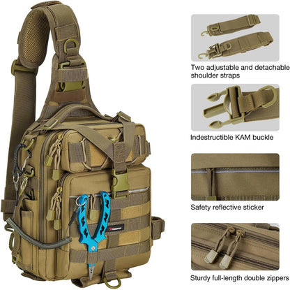 Piscifun Fishing Backpack with Rod Holder, Lightweight Sling Bag Storge Gear and Equipment