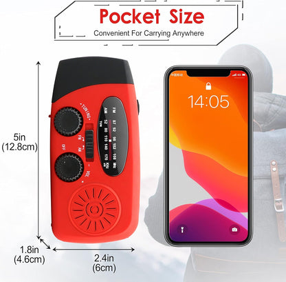 RunningSnail Emergency Hand Crank Radio With LED Flashlight For Emergency, AM/FM NOAA Portable Weather Radio With 2000mAh Power Bank Phone Charger, USB Charged & Solar Power For Camping, Emergency