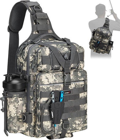 Piscifun Fishing Backpack with Rod Holder, Lightweight Sling Bag Storge Gear and Equipment