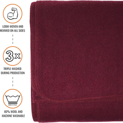 Arcturus Wine Wool Blanket and Blanket Strap Bundle