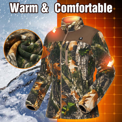 TIDEWE Women’s Heated Jacket Fleece with Battery Pack, Rechargeable Coat for Hunting (Black, Camo, Size S-XXL)