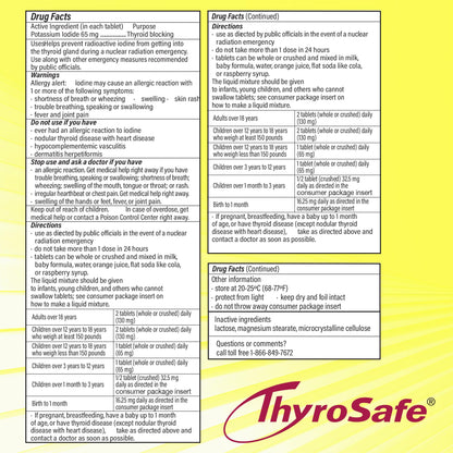 65mg Potassium Iodide Tablets (20 Pack) - Protects Your Thyroid from Nuclear Radiation Exposure