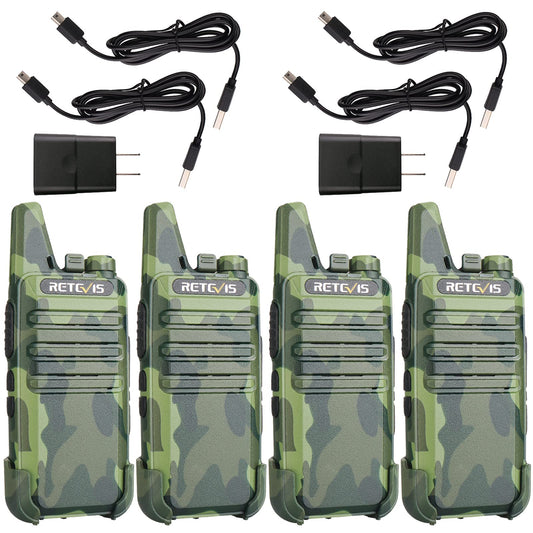 Retevis RT22 Two Way Radio Long Range Rechargeable,Portable 2 Way Radio, USB-C Charging, Handsfree Walkie Talkies for Adults Cruise Hiking Camping(4 Pack)