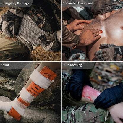 RHINO RESCUE 6" Israeli Style Emergency Bandage + IFAK Trauma Kit with C-A-T Tourniquet for Wound Care (PRO, Coyote)